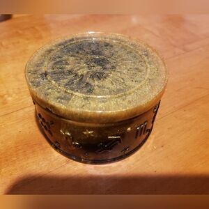 Black & Gold Resin Stash Container • Interchangeable Sun/Pentagram Lid • Zodiac